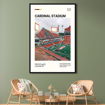 Cardinal Stadium Print, Louisville Cardinals Stadium Canvas Art, Man Cave Gift, Floating Framed Canvas Print Wall Art
