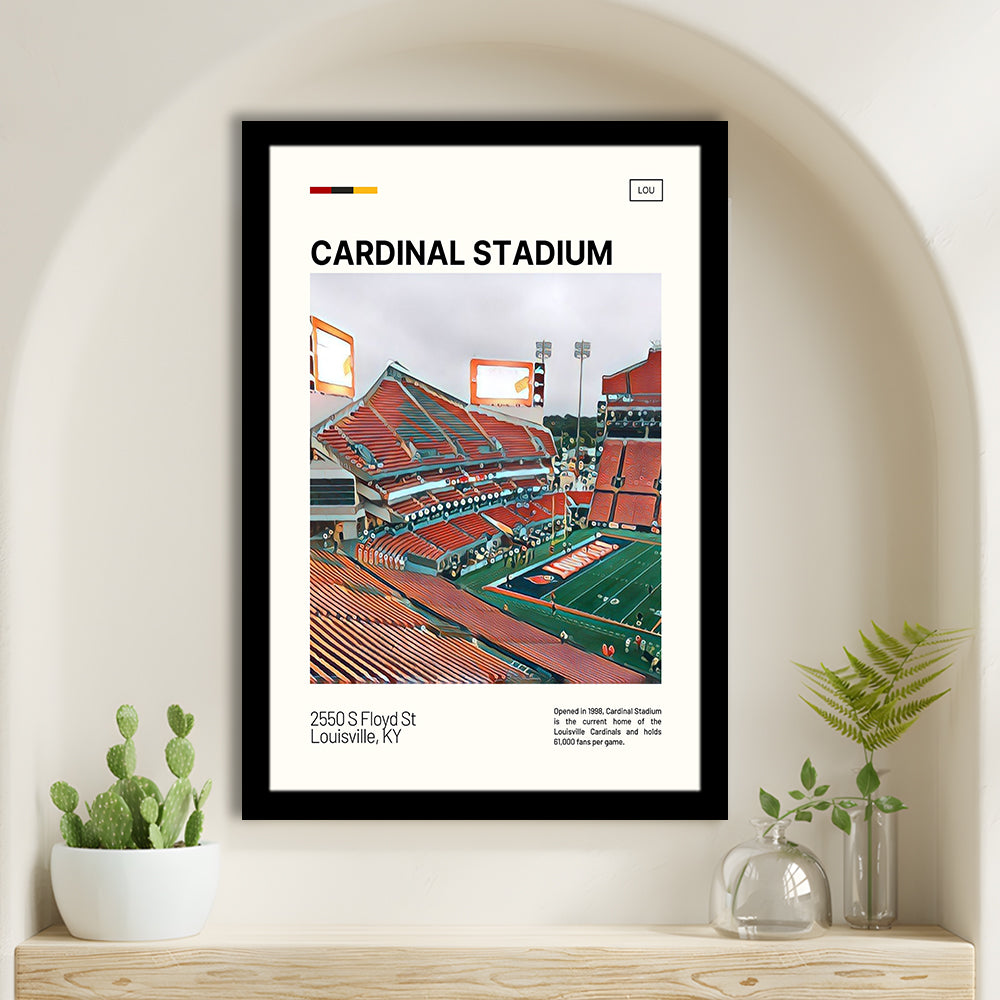 Cardinal Stadium Print, Louisville Cardinals Stadium Art, Gifts for him, Sport Art, Framed Art Print Wall Decor