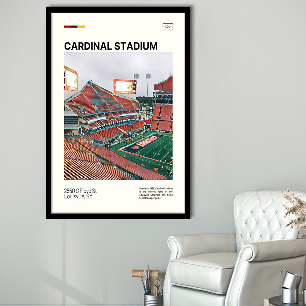 Cardinal Stadium Print, Louisville Cardinals Stadium Art, Gifts for him, Sport Art, Framed Art Print Wall Decor