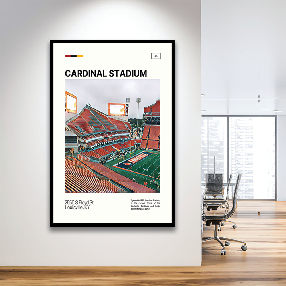 Cardinal Stadium Print, Louisville Cardinals Stadium Art, Gifts for him, Sport Art, Framed Art Print Wall Decor