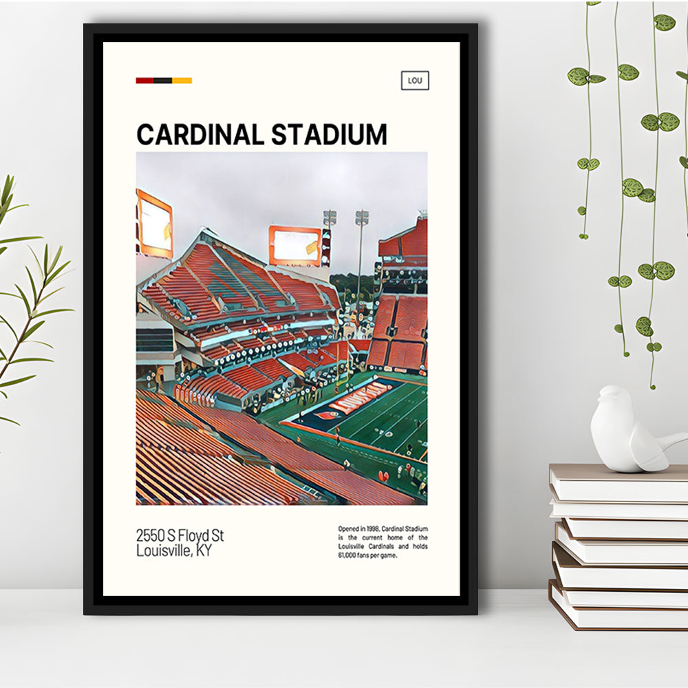 Cardinal Stadium Print, Louisville Cardinals Stadium Canvas Art, Man Cave Gift, Floating Framed Canvas Print Wall Art