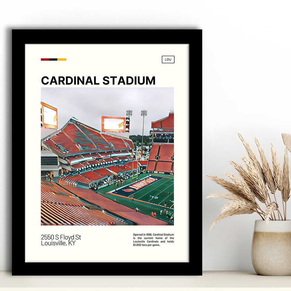 Cardinal Stadium Print, Louisville Cardinals Stadium Art, Gifts for him, Sport Art, Framed Art Print Wall Decor