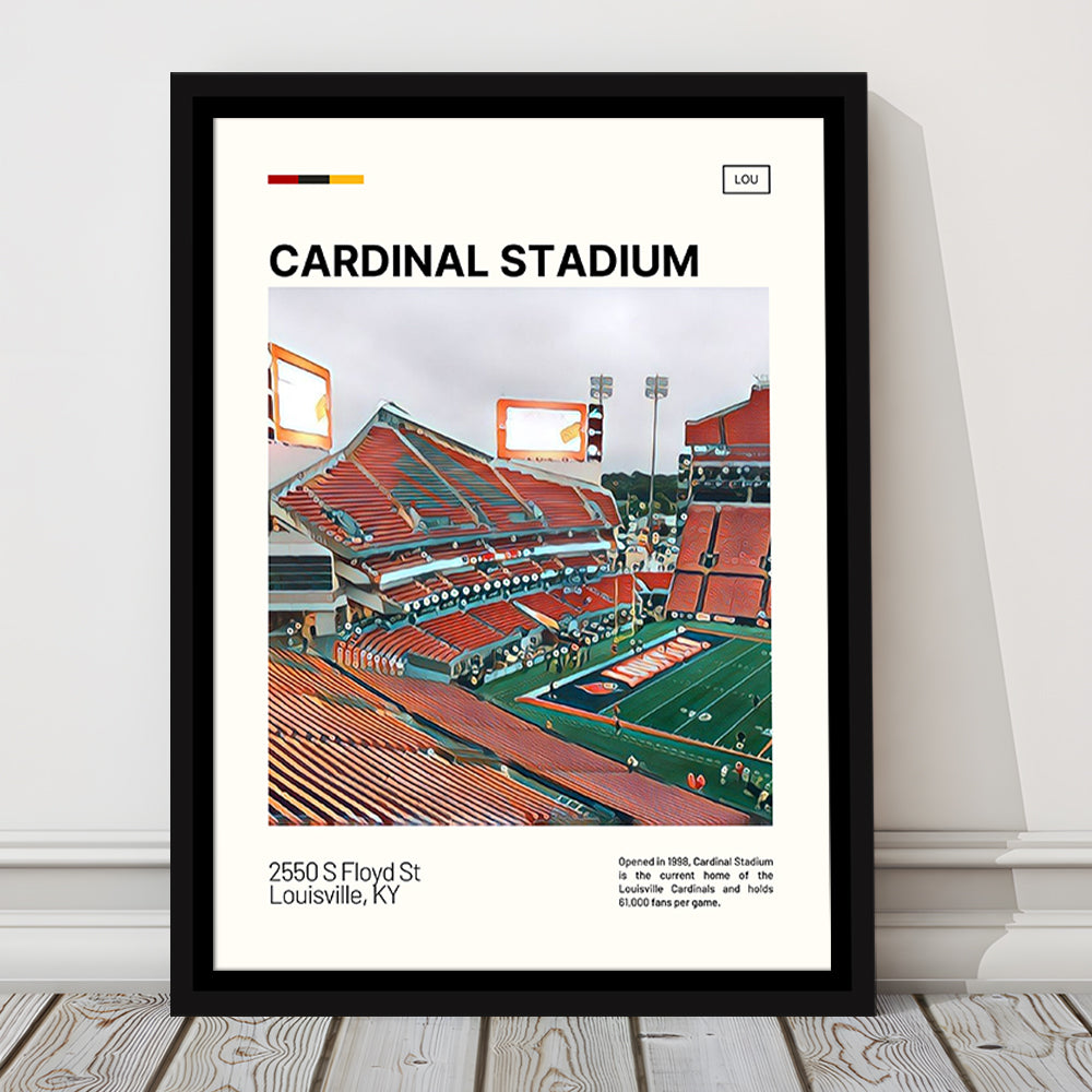 Cardinal Stadium Print, Louisville Cardinals Stadium Canvas Art, Man Cave Gift, Floating Framed Canvas Print Wall Art