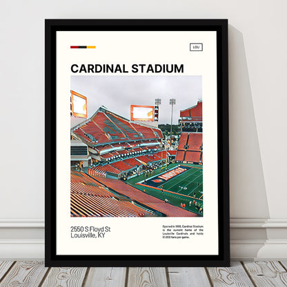 Cardinal Stadium Print, Louisville Cardinals Stadium Canvas Art, Man Cave Gift, Floating Framed Canvas Print Wall Art