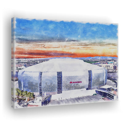 Cardinal Painting Stadium Watercolor, Louisville Kentucky Watercolor, Sport Art, Gifts for him, Canvas Print Wall Art