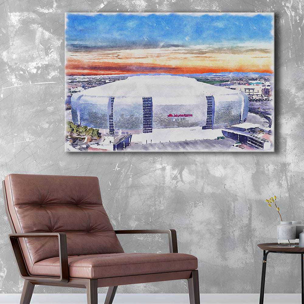 Cardinal Painting Stadium Watercolor, Louisville Kentucky Watercolor, Sport Art, Gifts for him, Canvas Print Wall Art