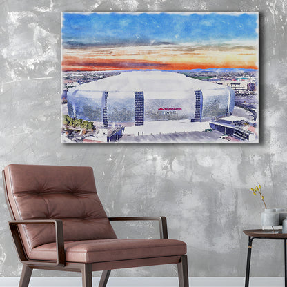 Cardinal Painting Stadium Watercolor, Louisville Kentucky Watercolor, Sport Art, Gifts for him, Canvas Print Wall Art