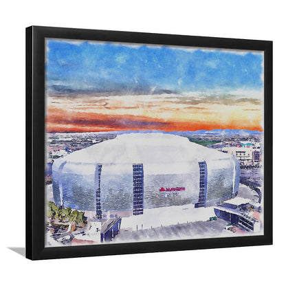 Cardinal Painting Stadium Watercolor, Louisville Kentucky Watercolor, Sport Gift Art, Framed Art Print Wall Decor