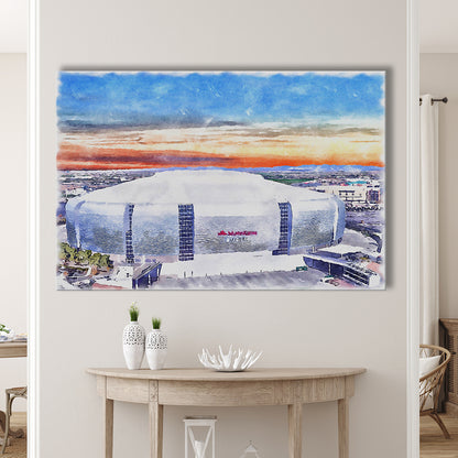 Cardinal Painting Stadium Watercolor, Louisville Kentucky Watercolor, Sport Art, Gifts for him, Canvas Print Wall Art