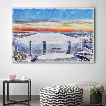 Cardinal Painting Stadium Watercolor, Louisville Kentucky Watercolor, Sport Art, Gifts for him, Canvas Print Wall Art
