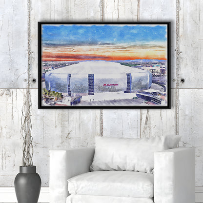 Cardinal Painting Stadium Watercolor, Louisville Kentucky Watercolor, Sport Gift Art, Framed Canvas Print Wall Art