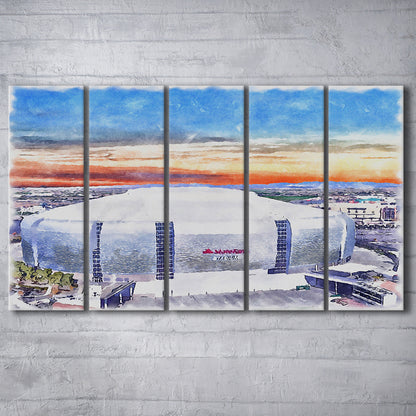 Cardinal Painting Stadium Watercolor, Louisville Kentucky Watercolor, Sport Art, Extra Large Canvas Print Wall Art