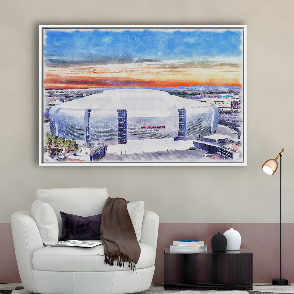 Cardinal Painting Stadium Watercolor, Louisville Kentucky Watercolor, Sport Gift Art, Framed Canvas Print Wall Art