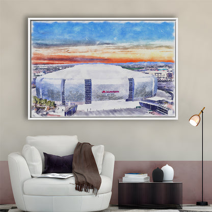 Cardinal Painting Stadium Watercolor, Louisville Kentucky Watercolor, Sport Gift Art, Framed Canvas Print Wall Art