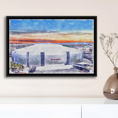 Cardinal Painting Stadium Watercolor, Louisville Kentucky Watercolor, Sport Gift Art, Framed Canvas Print Wall Art