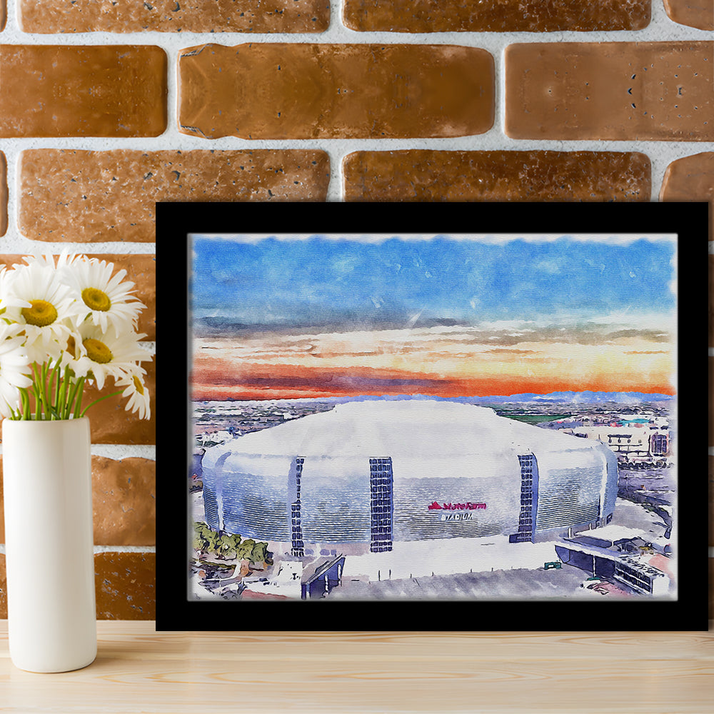 Cardinal Painting Stadium Watercolor, Louisville Kentucky Watercolor, Sport Gift Art, Framed Art Print Wall Decor