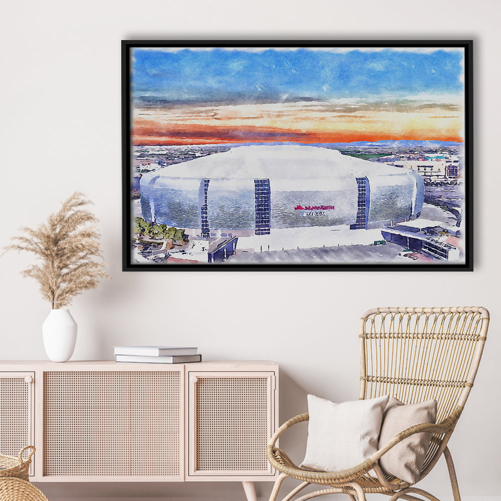 Cardinal Painting Stadium Watercolor, Louisville Kentucky Watercolor, Sport Gift Art, Framed Canvas Print Wall Art
