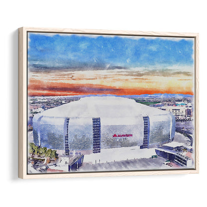 Cardinal Painting Stadium Watercolor, Louisville Kentucky Watercolor, Sport Gift Art, Framed Canvas Print Wall Art