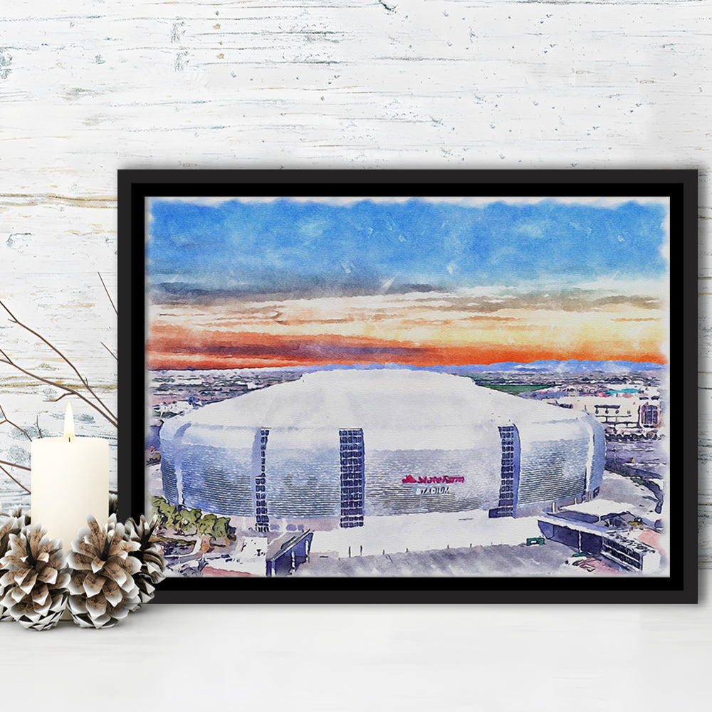Cardinal Painting Stadium Watercolor, Louisville Kentucky Watercolor, Sport Gift Art, Framed Canvas Print Wall Art
