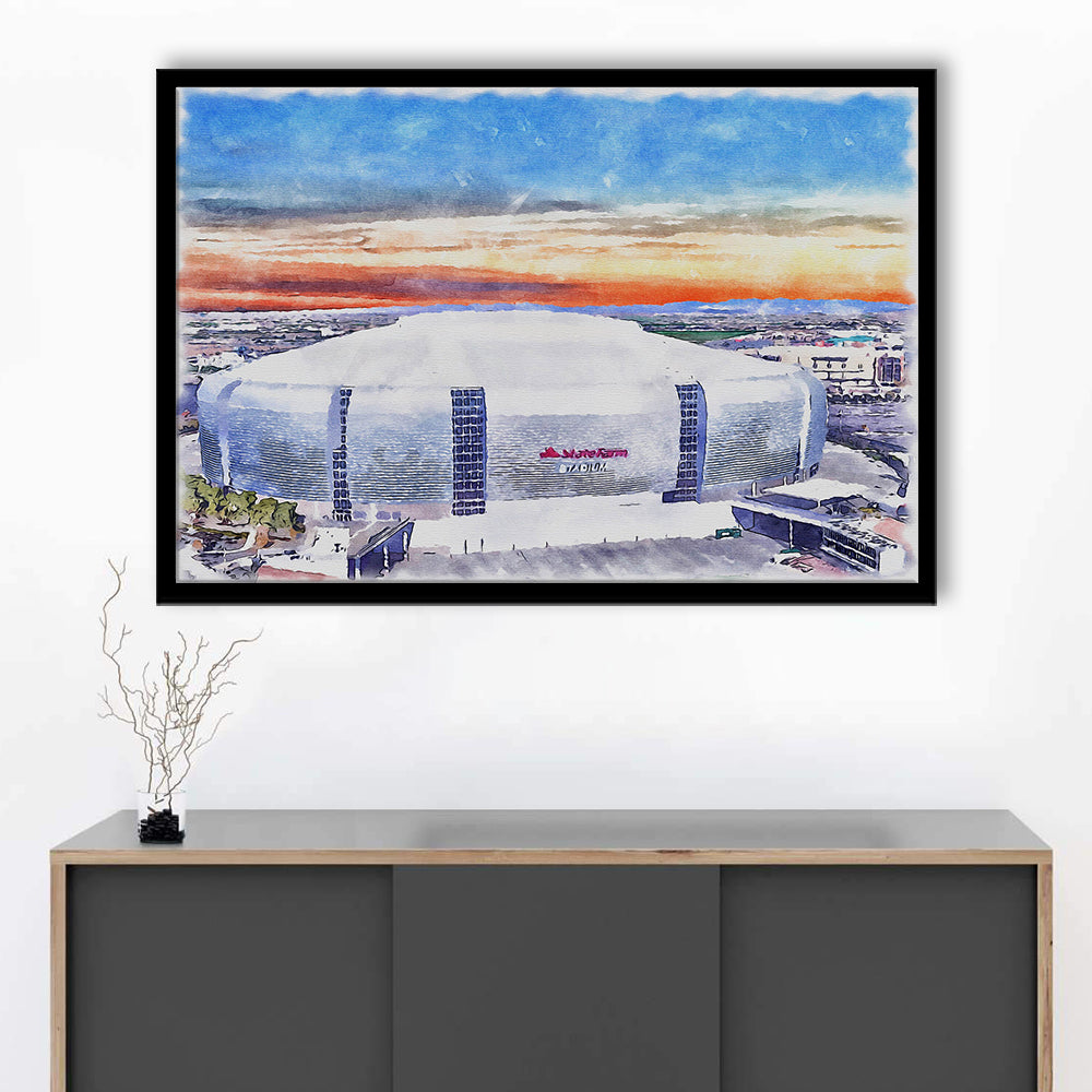 Cardinal Painting Stadium Watercolor, Louisville Kentucky Watercolor, Sport Gift Art, Framed Art Print Wall Decor