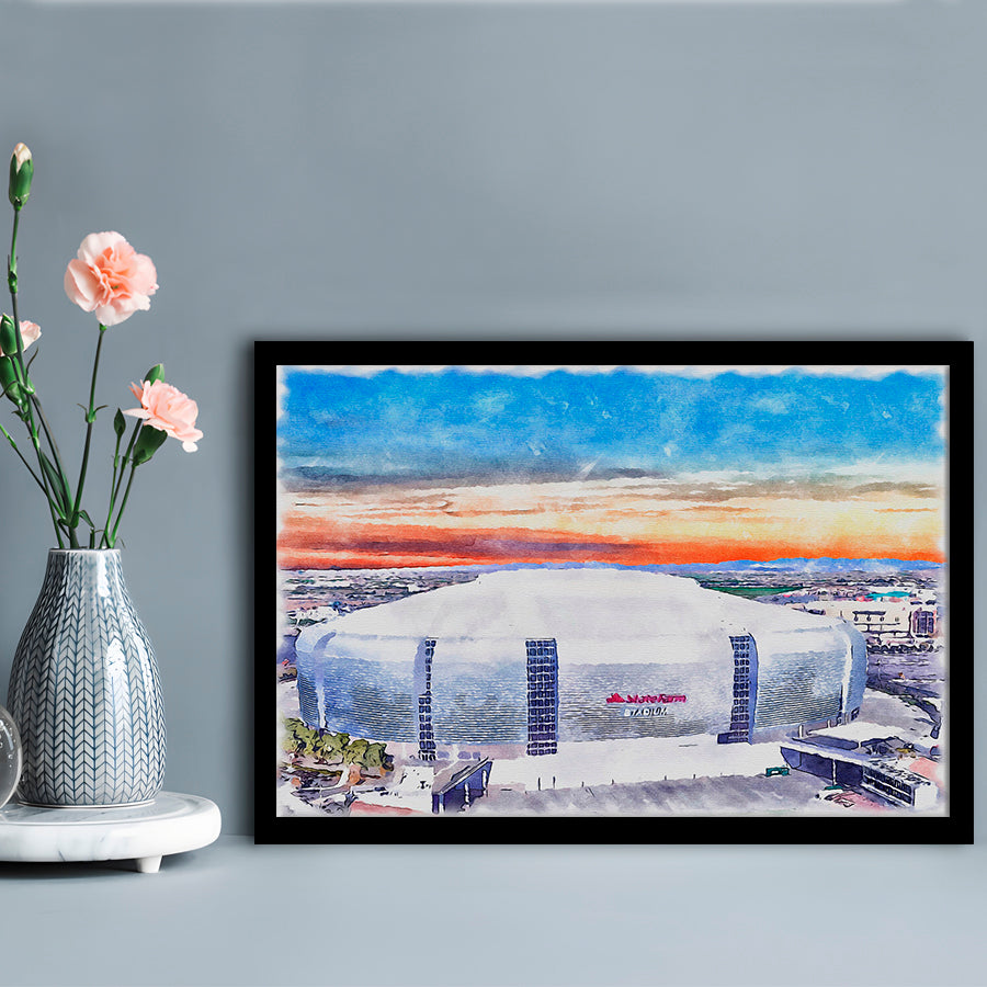 Cardinal Painting Stadium Watercolor, Louisville Kentucky Watercolor, Sport Gift Art, Framed Art Print Wall Decor