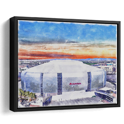 Cardinal Painting Stadium Watercolor, Louisville Kentucky Watercolor, Sport Gift Art, Framed Canvas Print Wall Art