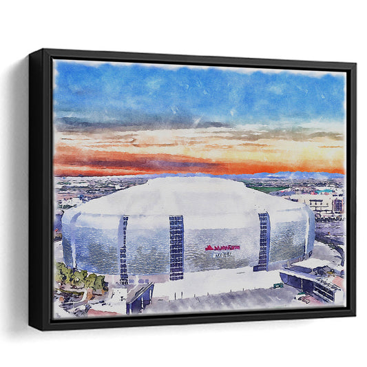 Cardinal Painting Stadium Watercolor, Louisville Kentucky Watercolor, Sport Gift Art, Framed Canvas Print Wall Art