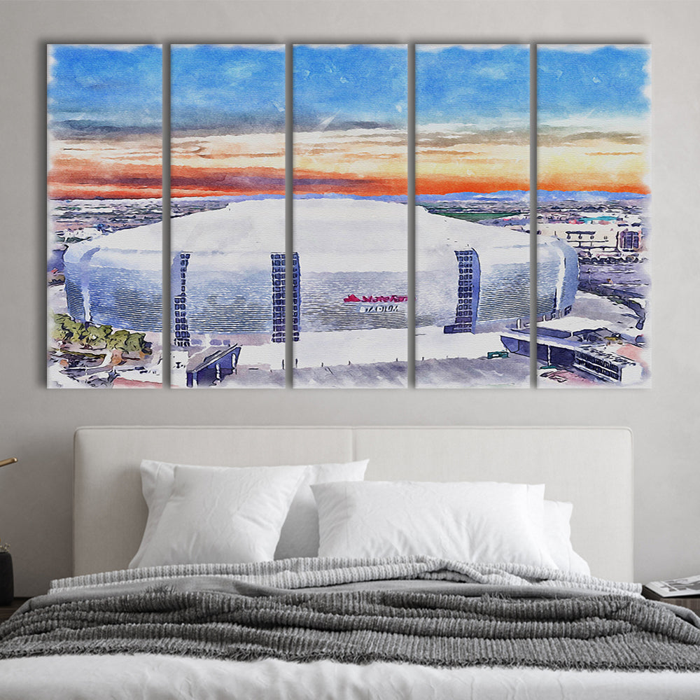 Cardinal Painting Stadium Watercolor, Louisville Kentucky Watercolor, Sport Art, Extra Large Canvas Print Wall Art