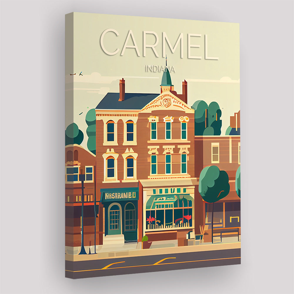 Carmel Indiana Retro Art Print, Carmel City Wall Art, Canvas Print, Painting Canvas, Living Room Decor