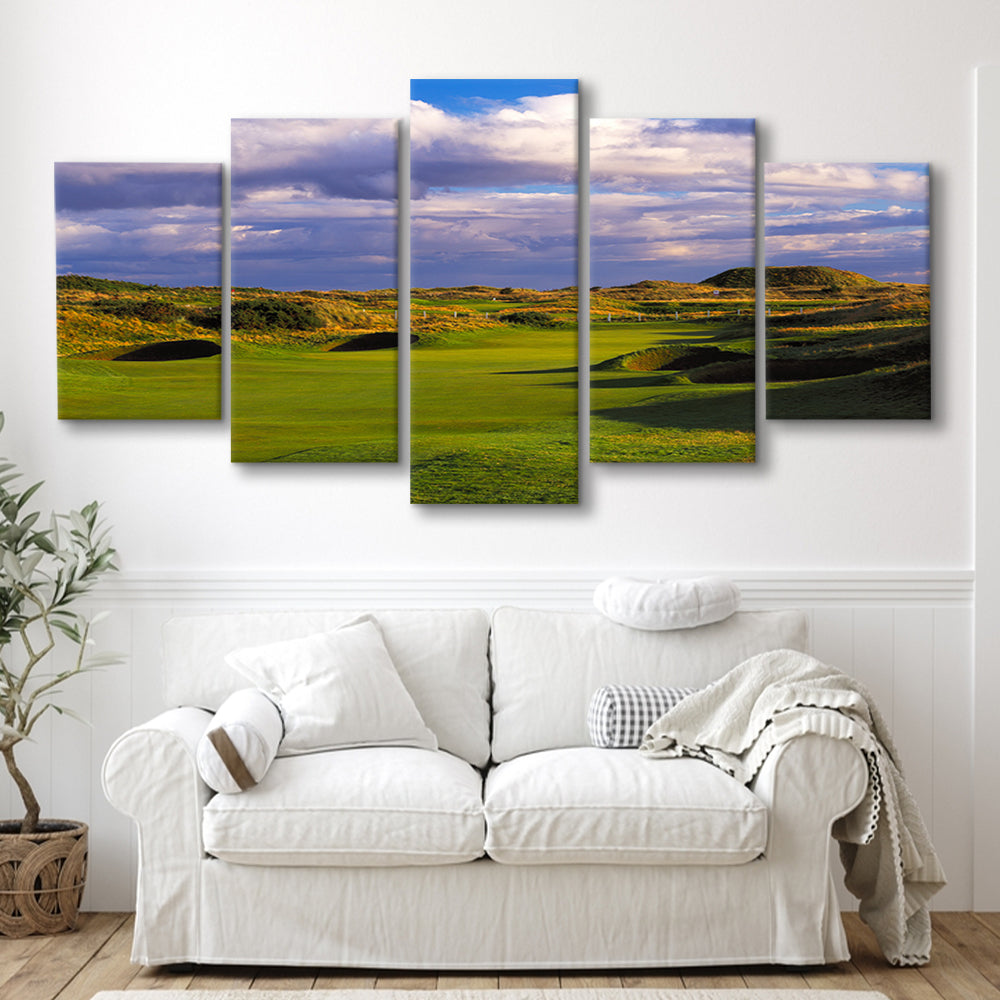 Carnoustie Golf Club Hole 02, Carnoustie, Scotland, Golf Art Print, 5 Pieces Mixed Canvas Print Wall Art