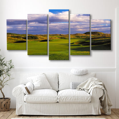 Carnoustie Golf Club Hole 02, Carnoustie, Scotland, Golf Art Print, 5 Pieces Mixed Canvas Print Wall Art
