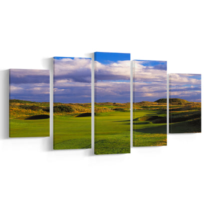 Carnoustie Golf Club Hole 02, Carnoustie, Scotland, Golf Art Print, 5 Pieces Mixed Canvas Print Wall Art