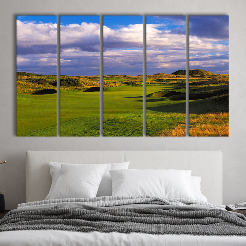Carnoustie Golf Club Hole 02, Carnoustie, Scotland, Golf Art Print, Extra Large Canvas Print Wall Art