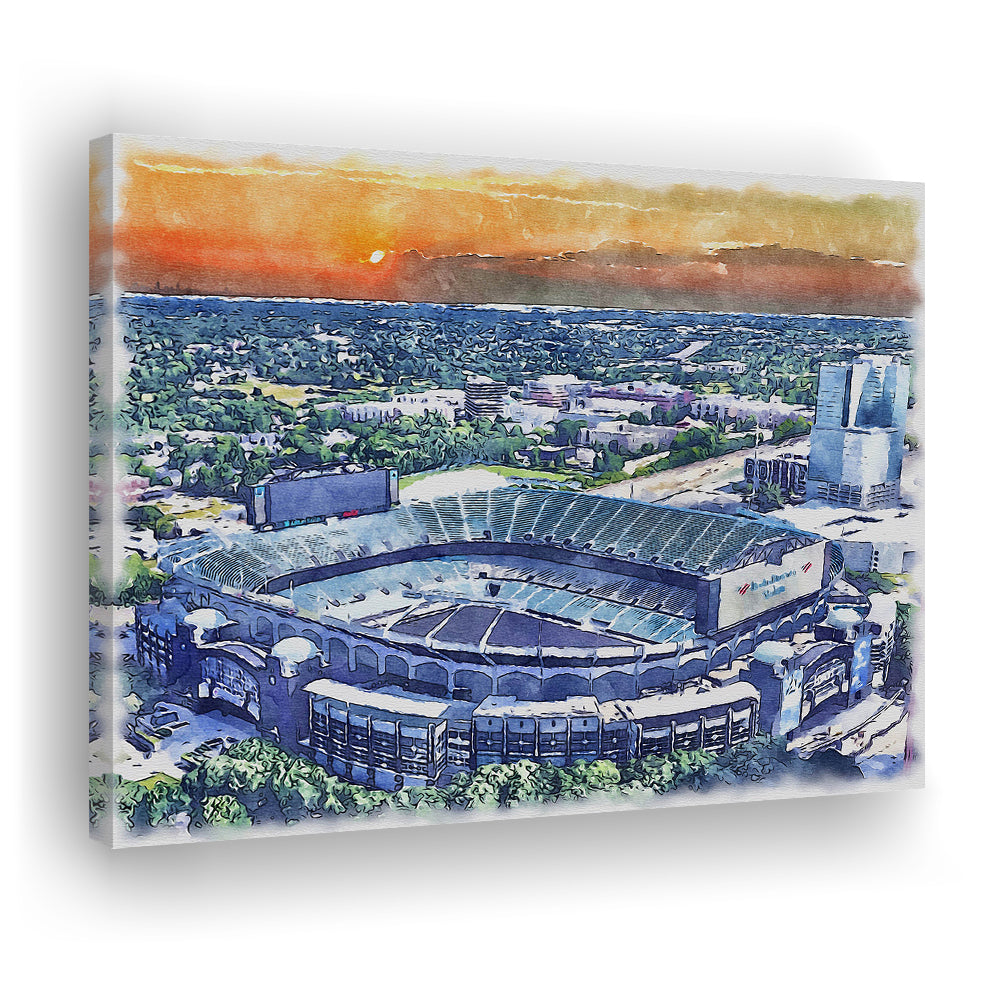 Carolina Stadium Panthers Team Watercolor, Bank America Stadium, Sport Art, Gifts for him, Canvas Print Wall Art