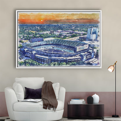 Carolina Stadium Panthers Team Watercolor, Bank America Stadium, Sport Gift Art, Framed Canvas Print Wall Art