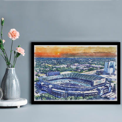 Carolina Stadium Panthers Team Watercolor, Bank America Stadium, Sport Gift Art, Framed Art Print Wall Decor