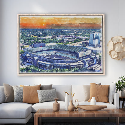 Carolina Stadium Panthers Team Watercolor, Bank America Stadium, Sport Gift Art, Framed Canvas Print Wall Art