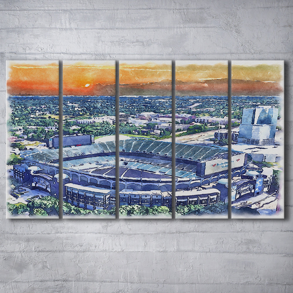 Carolina Stadium Panthers Team Watercolor, Bank America Stadium, Sport Art, Extra Large Canvas Print Wall Art