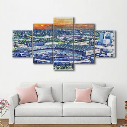 Carolina Stadium Panthers Team Watercolor, Bank America Stadium, Sport Art, Mixed 5 Panel, Canvas Print Wall Art
