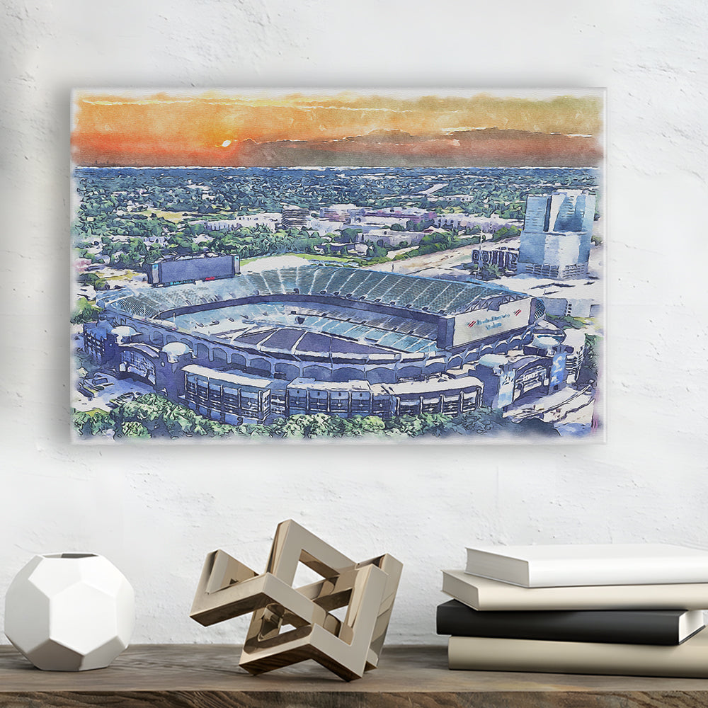 Carolina Stadium Panthers Team Watercolor, Bank America Stadium, Sport Art, Gifts for him, Canvas Print Wall Art