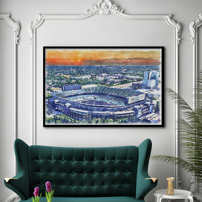 Carolina Stadium Panthers Team Watercolor, Bank America Stadium, Sport Gift Art, Framed Art Print Wall Decor