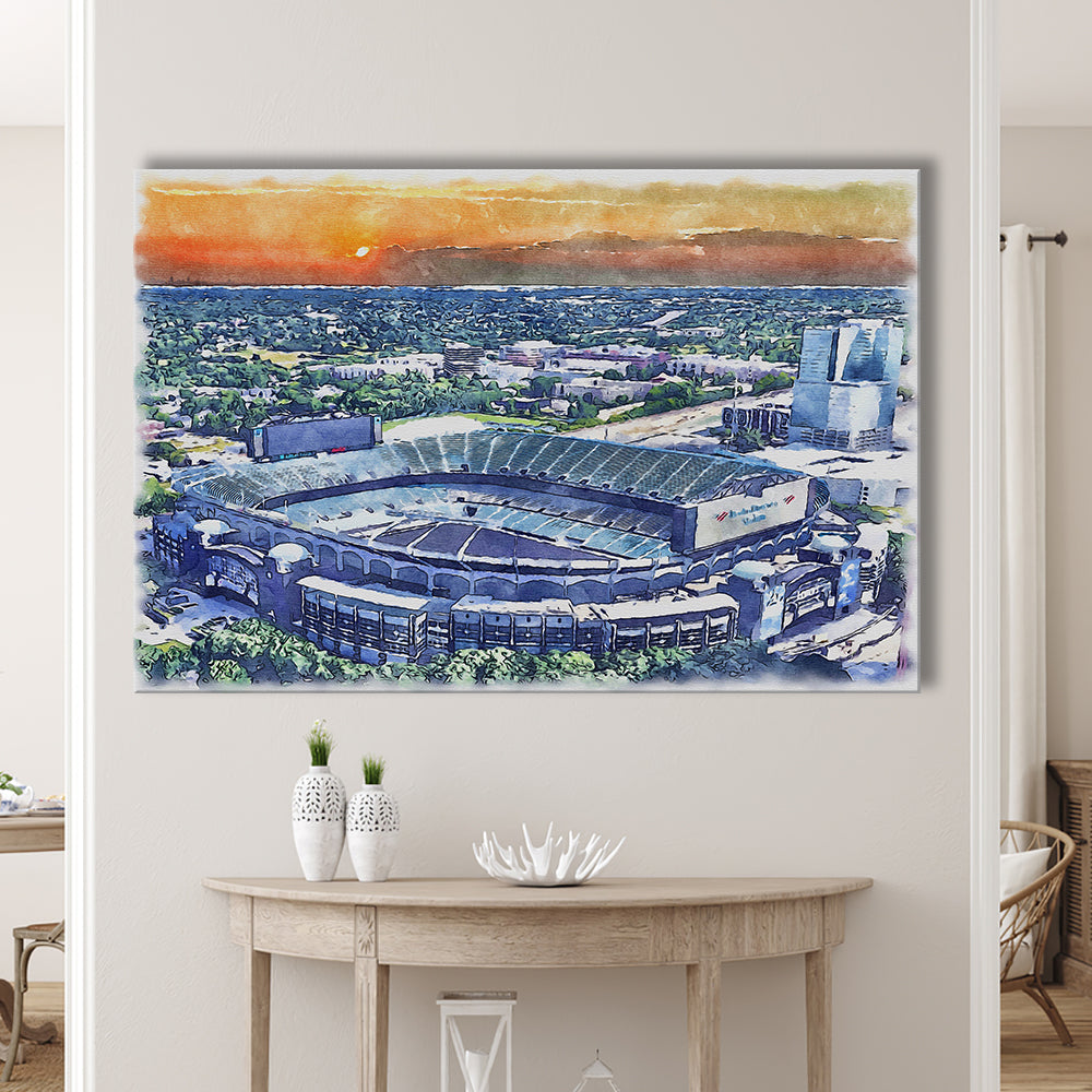 Carolina Stadium Panthers Team Watercolor, Bank America Stadium, Sport Art, Gifts for him, Canvas Print Wall Art