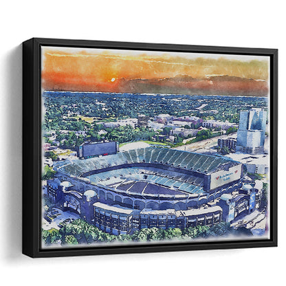 Carolina Stadium Panthers Team Watercolor, Bank America Stadium, Sport Gift Art, Framed Canvas Print Wall Art