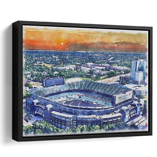 Carolina Stadium Panthers Team Watercolor, Bank America Stadium, Sport Gift Art, Framed Canvas Print Wall Art