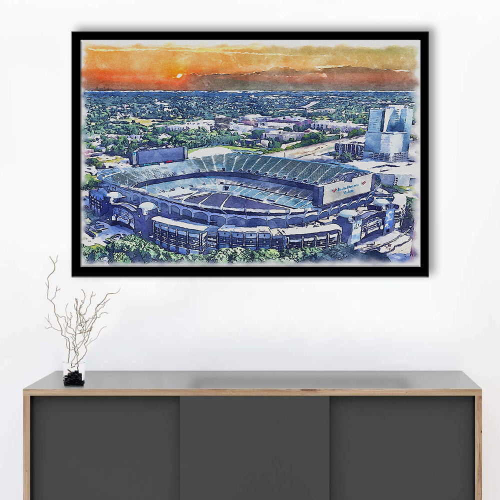 Carolina Stadium Panthers Team Watercolor, Bank America Stadium, Sport Gift Art, Framed Art Print Wall Decor