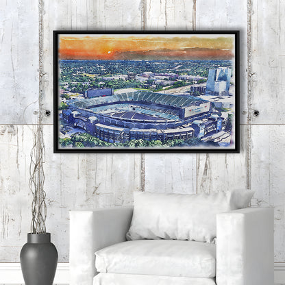 Carolina Stadium Panthers Team Watercolor, Bank America Stadium, Sport Gift Art, Framed Canvas Print Wall Art