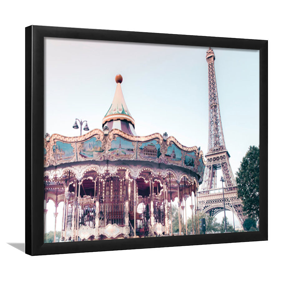 Carousel Wall Print Merry Go Round Photography Paris Print Eiffel Tower Print, Framed Art Print Wall Decor, Framed Picture