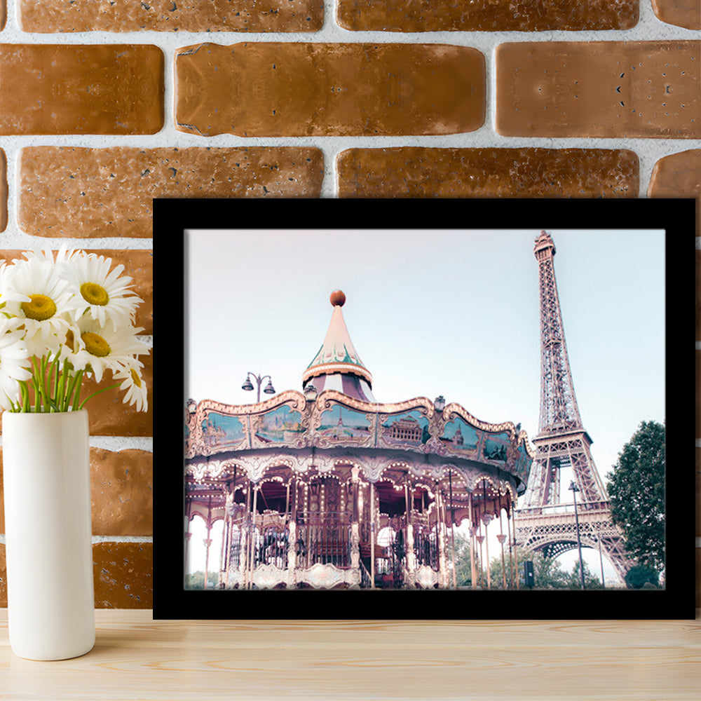 Carousel Wall Print Merry Go Round Photography Paris Print Eiffel Tower Print, Framed Art Print Wall Decor, Framed Picture
