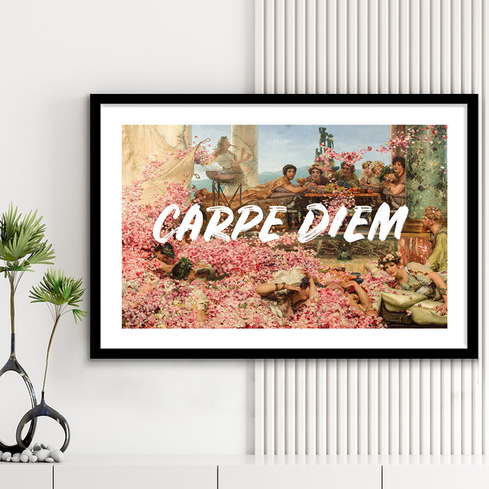 Carpe Diem, Framed  Print, Painting Art, Framed Art Print White Border Wall Decor