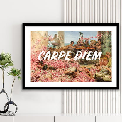 Carpe Diem, Framed  Print, Painting Art, Framed Art Print White Border Wall Decor